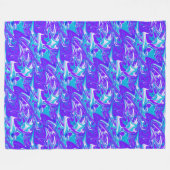 Celestial Waves: het blauw-witte en Paarse marmer Fleece Deken (Voorkant (Horizontaal))