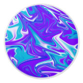 Celestial Waves: het blauw-witte en Paarse marmer Keramische Knop (Voorkant)