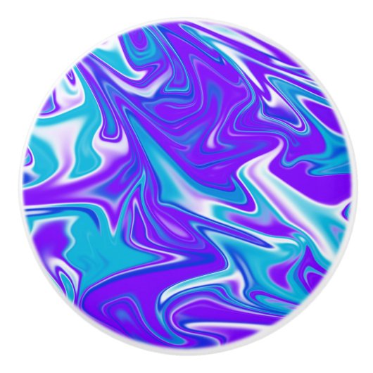 Celestial Waves: het blauw-witte en Paarse marmer Keramische Knop (Voorkant)