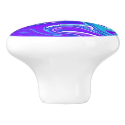 Celestial Waves: het blauw-witte en Paarse marmer Keramische Knop (Zijkant)