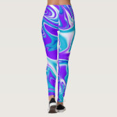 Celestial Waves: het blauw-witte en Paarse marmer Leggings (Achterkant)