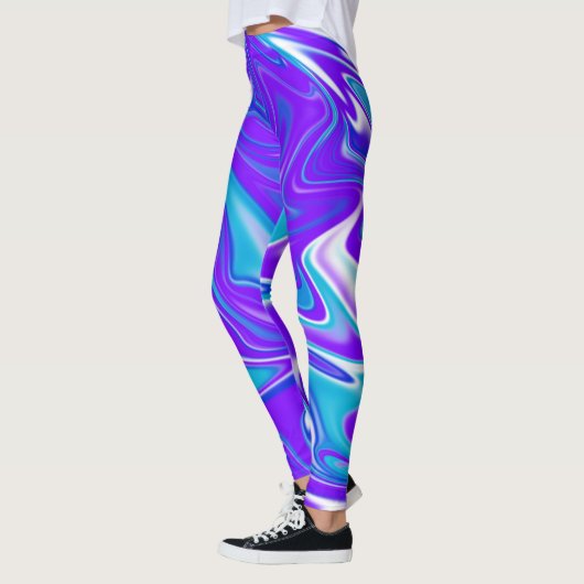 Celestial Waves: het blauw-witte en Paarse marmer Leggings (Links)