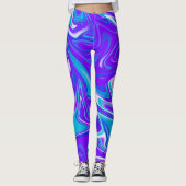 Celestial Waves: het blauw-witte en Paarse marmer Leggings (Voorkant)