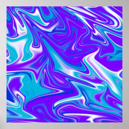 Celestial Waves: het blauw-witte en Paarse marmer Poster (Voorkant)