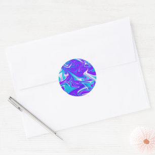 Celestial Waves: het blauw-witte en Paarse marmer Ronde Sticker
