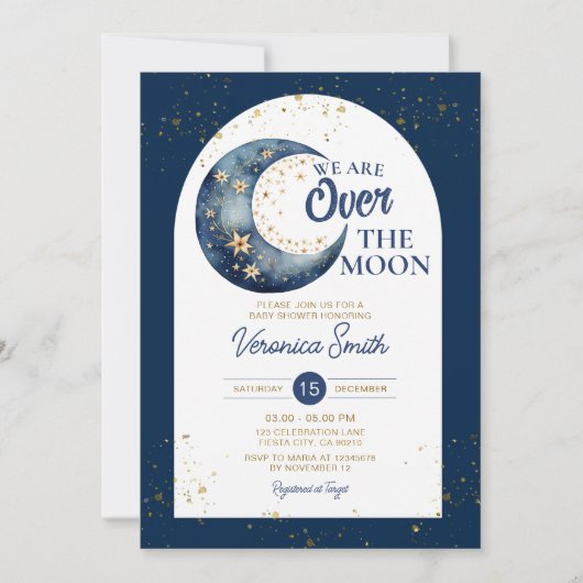 Celestial We zijn over het Moon Navy baby shower Kaart (Voorkant)