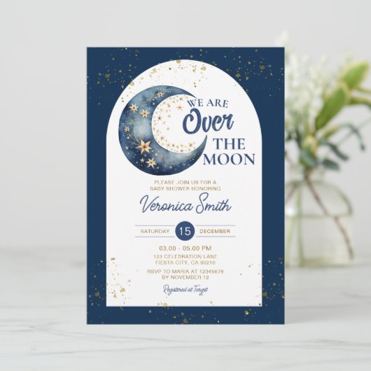 Celestial We zijn over het Moon Navy baby shower Kaart (Staand voorkant)