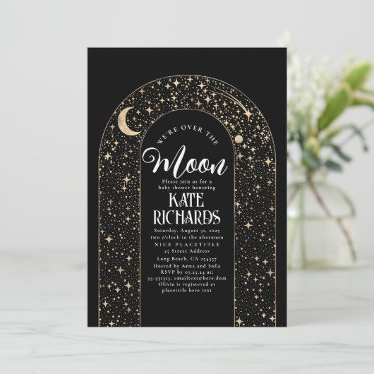 Celestial We zijn over het Moon Starry Baby shower Kaart (Staand voorkant)