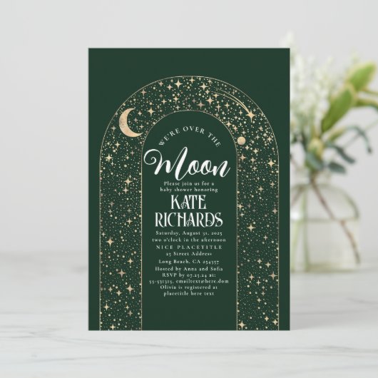 Celestial We zijn over het Moon Starry Baby shower Kaart (Staand voorkant)