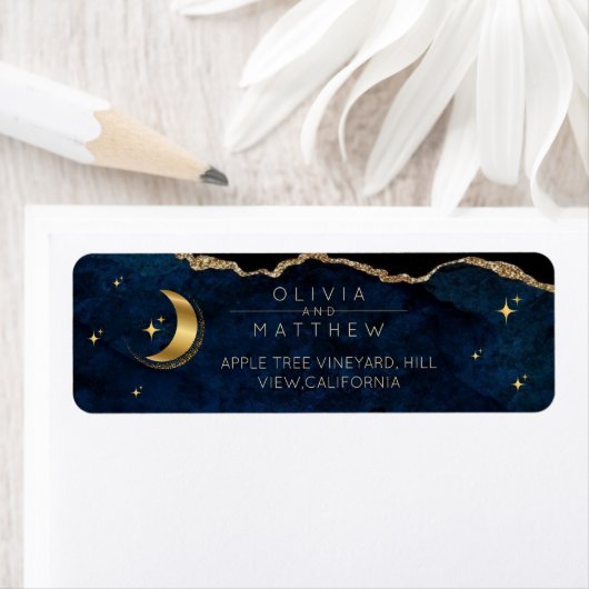 Celestial Wedding Blue and Gold Photo Wedding  Etiket (Insitu)