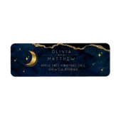 Celestial Wedding Blue and Gold Photo Wedding  Etiket (Voorkant)