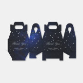 Celestial Wedding Blue Sterrennacht Calligraphy Bedankdoosjes (Uitgevouwen)