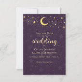 Celestial Wedding Deep Paarse Stars Moon Save The Date (Voorkant)