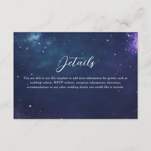Celestial Wedding Details Kaart met Monogram (Voorkant)