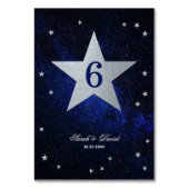 Celestial Wedding Faux Silver Foil Star Blue Sky Kaart (Achterkant)