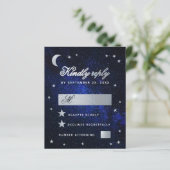 Celestial Wedding Faux Silver Stars Budget RSVP (Staand voorkant)