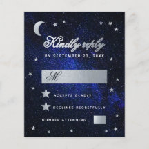Celestial Wedding Faux Silver Stars Budget RSVP