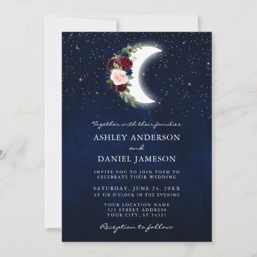Celestial Wedding Floral Moon Stars Kaart (Voorkant)