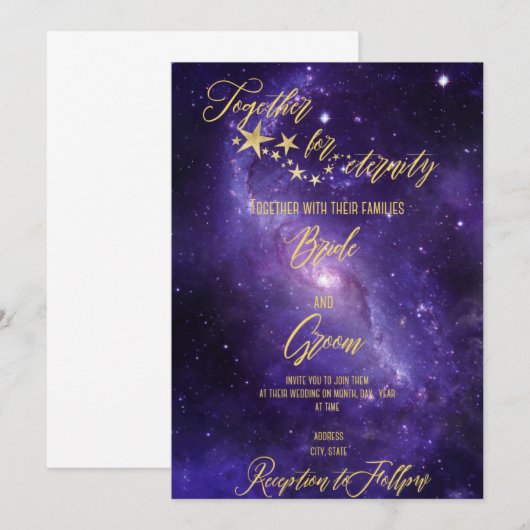 Celestial Wedding Invitation Kaart (Voorkant / Achterkant)