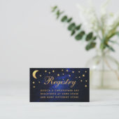Celestial Wedding Registry Gold Stars Moon Script Informatiekaartje (Staand voorkant)
