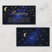 Celestial Wedding Registry Gold Stars Moon Script Informatiekaartje (Voorkant / Achterkant)