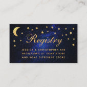 Celestial Wedding Registry Gold Stars Moon Script Informatiekaartje (Voorkant)