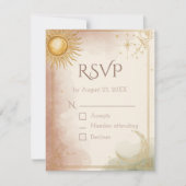 Celestial Wedding RSVP Card QR Code Pink Sage Gold (Voorkant)