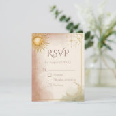 Celestial Wedding RSVP Card QR Code Pink Sage Gold Kaartje (Staand voorkant)