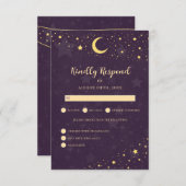 Celestial Wedding RSVP Paarse sterren (Voorkant / Achterkant)
