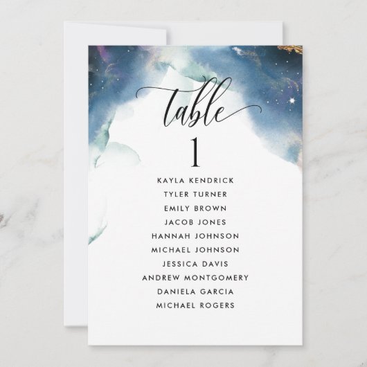 Celestial Wedding Seating Plan Card met gastnaam (Voorkant)