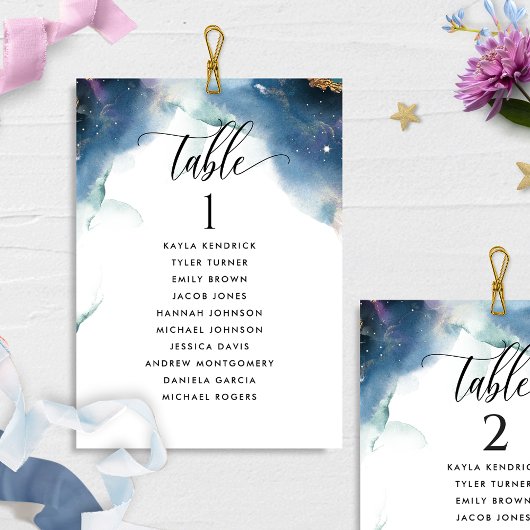 Celestial Wedding Seating Plan Card met gastnaam