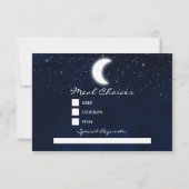 Celestial Wedding Sky Moon Stars Floral Meal Back RSVP Kaartje (Achterkant)