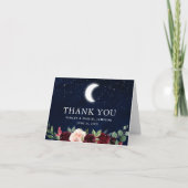 Celestial Wedding Sky Moon Stars Floral Note Bedankkaart (Voorkant)