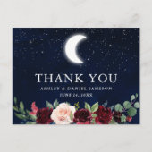 Celestial Wedding Sky Moon Sterren Bloemen Dank u Briefkaart (Voorkant)