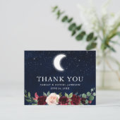 Celestial Wedding Sky Moon Sterren Bloemen Dank u Briefkaart (Staand voorkant)