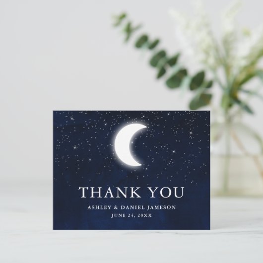 Celestial Wedding Sky Moon Sterren Dank u Briefkaart (Staand voorkant)