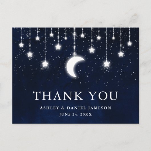Celestial Wedding Sky Moon Sterren Lichten Dank u Briefkaart (Voorkant)