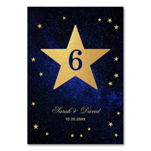 Celestial Wedding Star Faux Gold Foil Night Sky Ta Kaart (Voorkant)