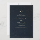 Celestial Wedding Starry Night Sky Elegant Wedding Kaart (Voorkant)