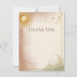 Celestial Wedding Thank You Card Pink Sage Gold Bedankkaart