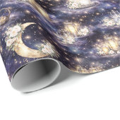 Celestial Wedding Watercolor Moon Cake Stars Cadeaupapier (Rol Hoek)