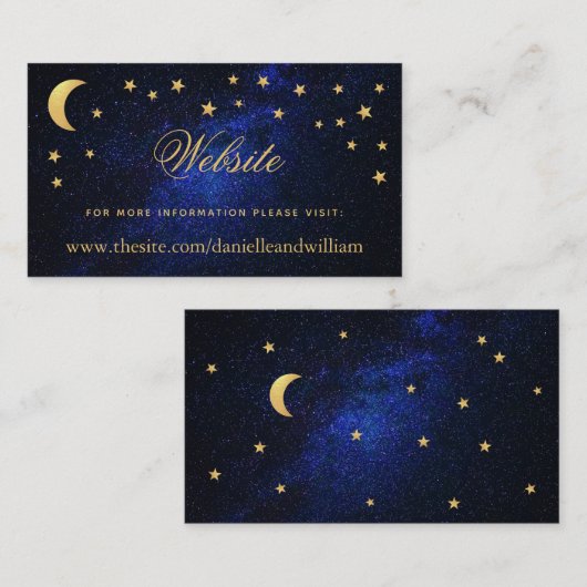 Celestial Wedding Website Gold Stars en Moon Kaart (Voorkant / Achterkant)