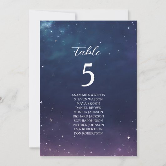 Celestial Wedding Zitting Grafiek met Tafelnummer (Voorkant)