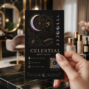 Celestial Wenkunstenaar Luxe Zwart-Goud QR Beauty Visitekaartje