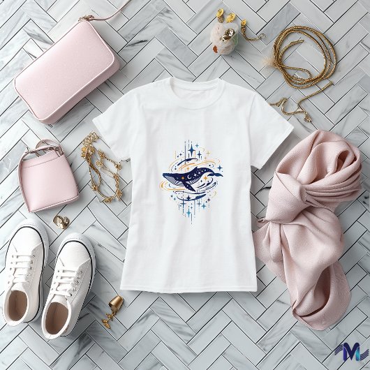 Celestial Whale Abstract Art Design T-shirt