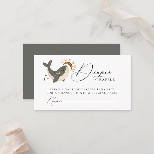 Celestial Whale Luier Raffle Behuizing Kaart Plaatskaartje (Voorkant / Achterkant in situ)