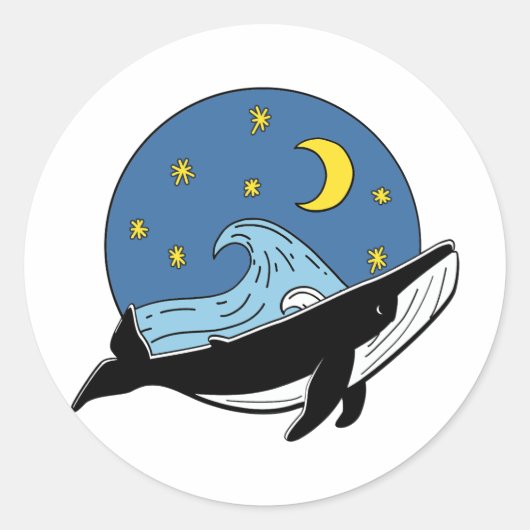 Celestial Whale Ronde Sticker (Voorkant)
