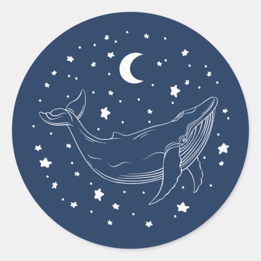 Celestial Whale Ronde Sticker (Voorkant)