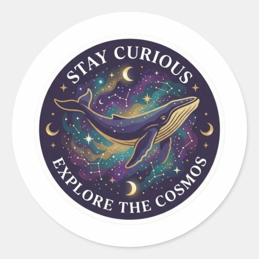  Celestial Whale Space Sticker - Stay Curious Gala (Voorkant)