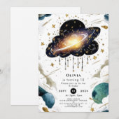 Celestial Whimsy Space Verjaardag Kaart (Voorkant / Achterkant)